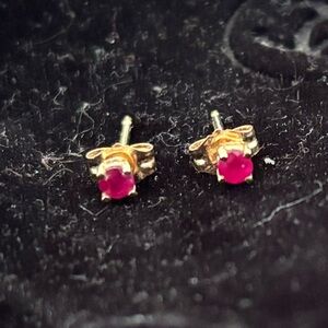 Gold and Pink Stud Earrings